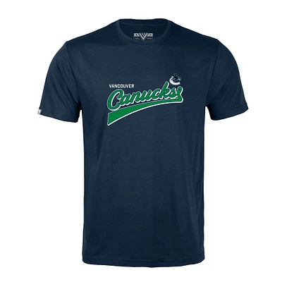 Men's Levelwear Navy Vancouver Canucks Richmond Retro Script T-Shirt