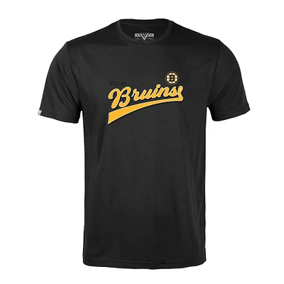 Men's Levelwear Black Boston Bruins Richmond Retro Script T-Shirt