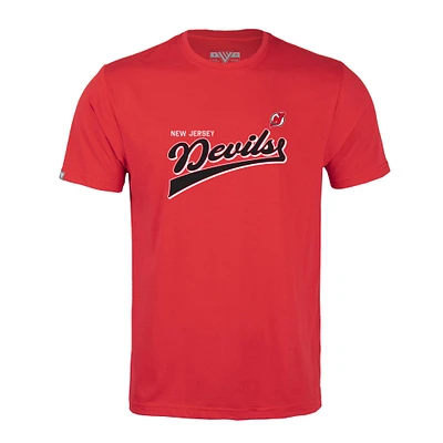 Men's Levelwear Red New Jersey Devils Richmond Retro Script T-Shirt