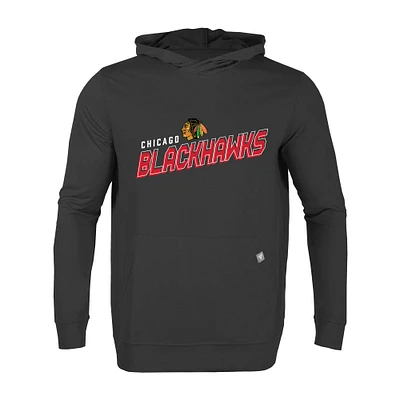 Men's Levelwear Black Chicago Blackhawks Relay Premier 2.0 Pullover Hoodie