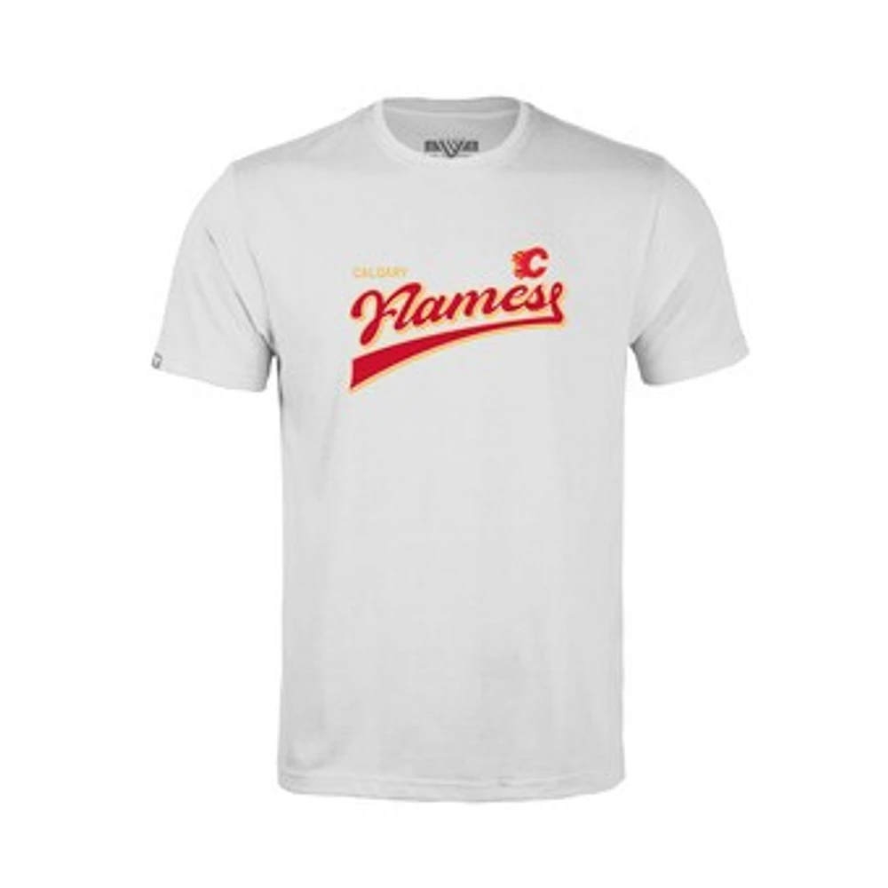Youth Levelwear White Calgary Flames Little Richmond Retro Script T-Shirt