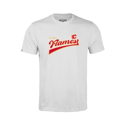 Youth Levelwear White Calgary Flames Little Richmond Retro Script T-Shirt