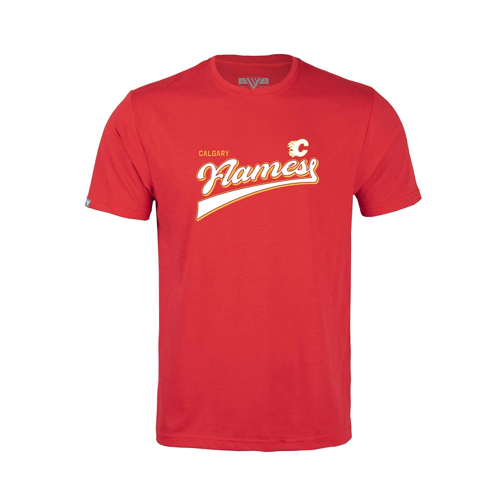 Youth Levelwear Red Calgary Flames Little Richmond Retro Script T-Shirt
