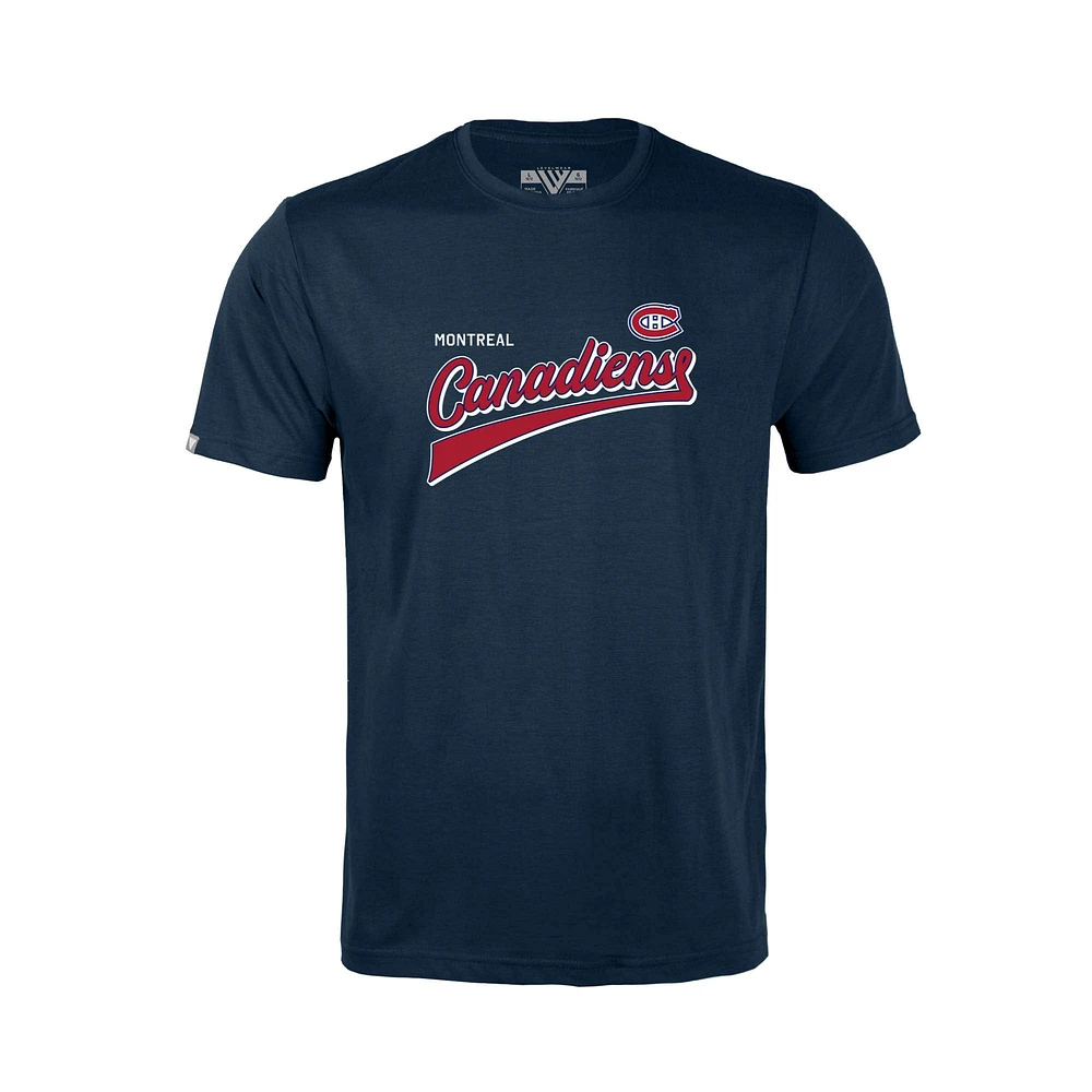 Youth Levelwear Navy Montreal Canadiens Little Richmond Retro Script T-Shirt