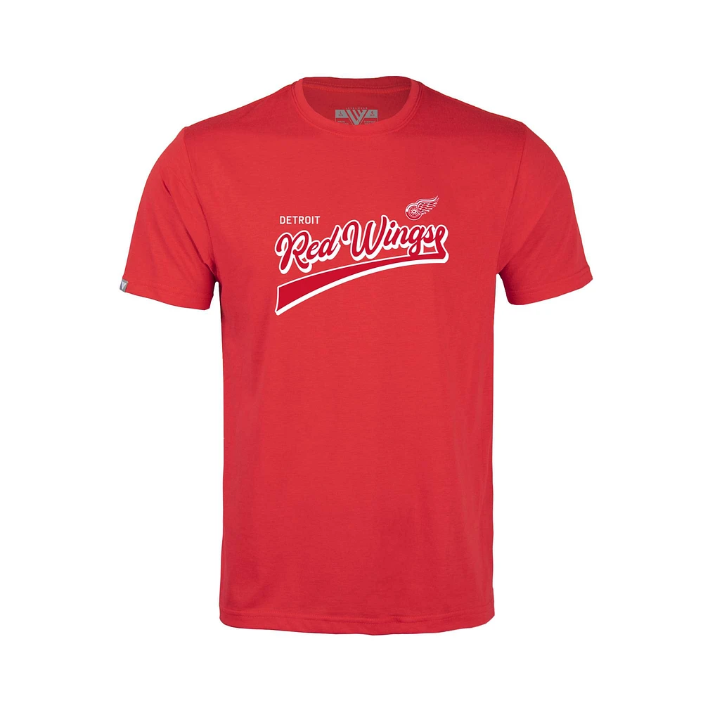 Youth Levelwear Red Detroit Wings Little Richmond Retro Script T-Shirt