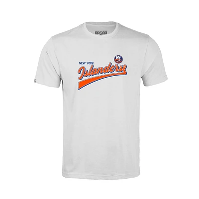Youth Levelwear White New York Islanders Little Richmond Retro Script T-Shirt