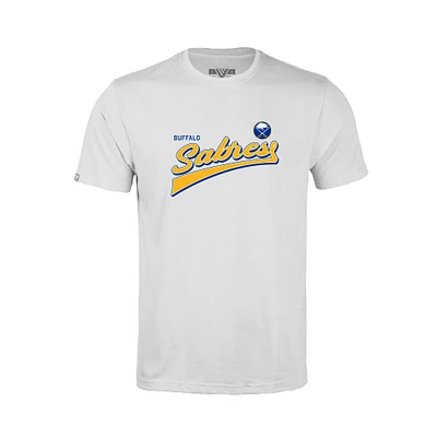 Youth Levelwear White Buffalo Sabres Little Richmond Retro Script T-Shirt
