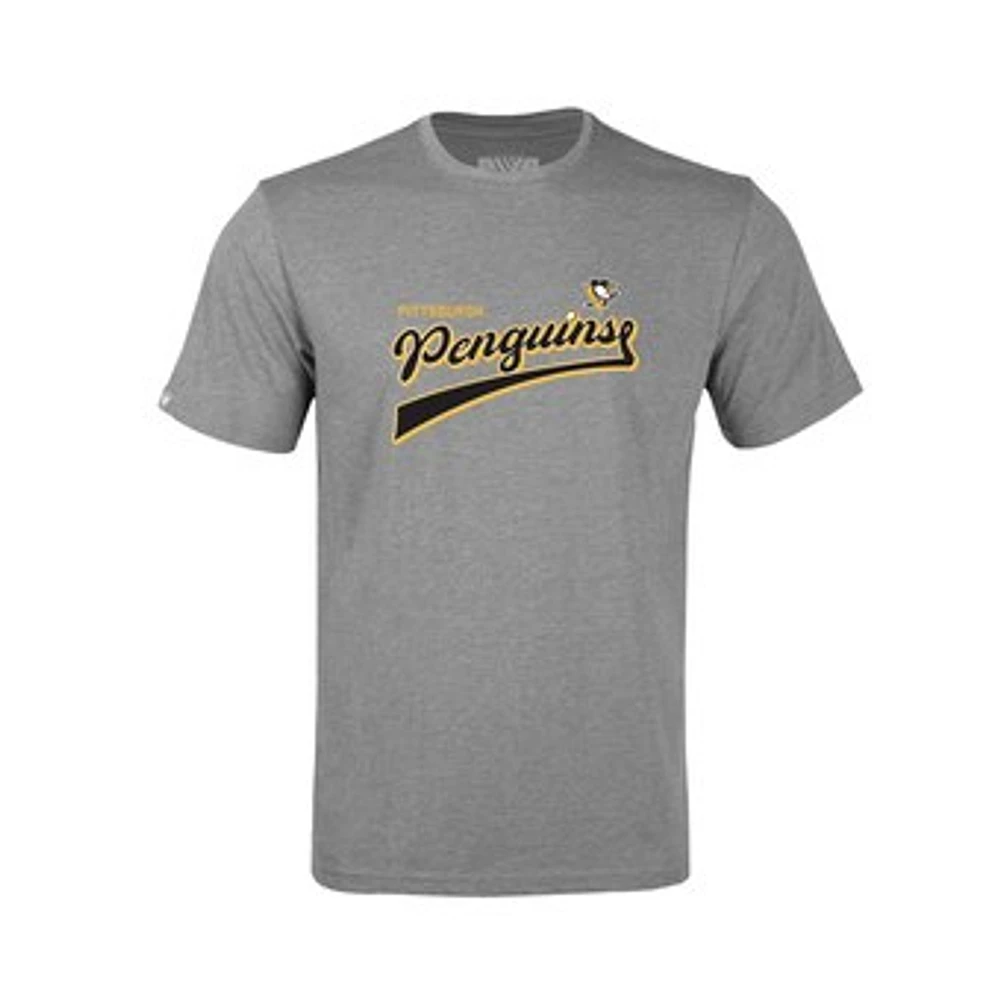 Youth Levelwear Heather Gray Pittsburgh Penguins Little Richmond Retro Script T-Shirt