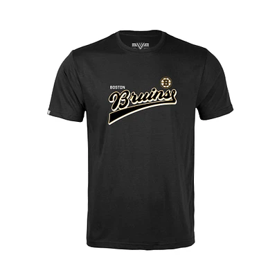 Youth Levelwear Black Boston Bruins Little Richmond Retro Script T-Shirt