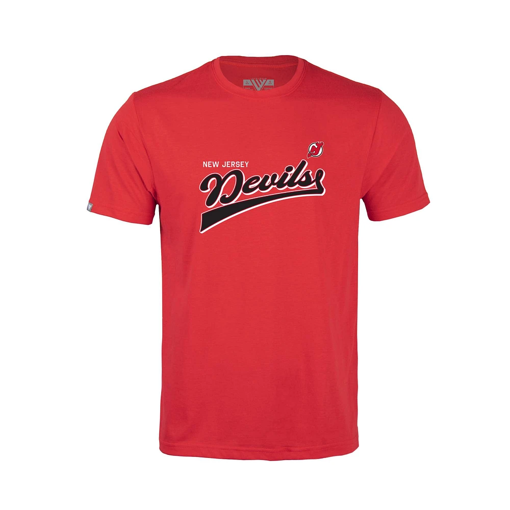 Youth Levelwear Red New Jersey Devils Little Richmond Retro Script T-Shirt