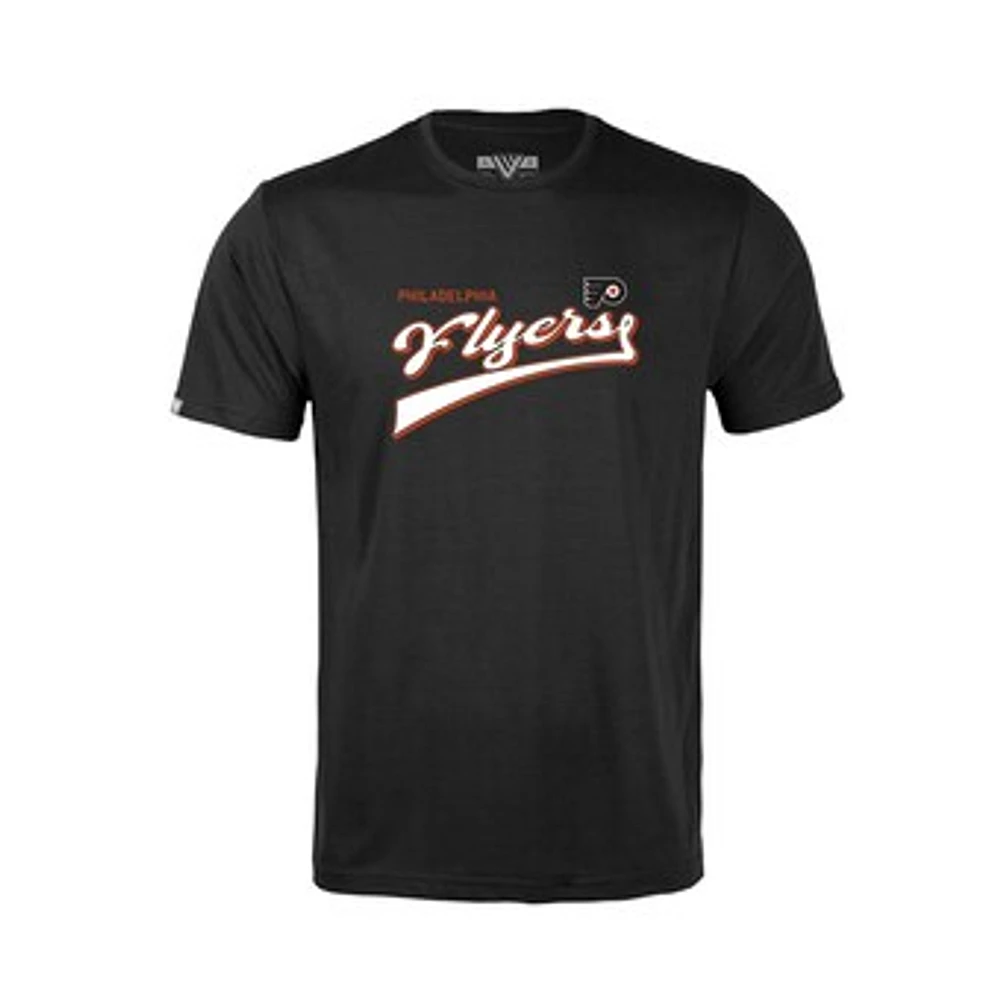 Youth Levelwear Black Philadelphia Flyers Little Richmond Retro Script T-Shirt