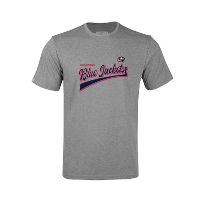 Youth Levelwear Heather Gray Columbus Blue Jackets Little Richmond Retro Script T-Shirt