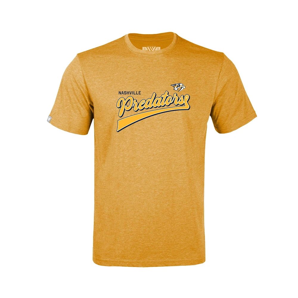 Youth Levelwear Gold Nashville Predators Little Richmond Retro Script T-Shirt