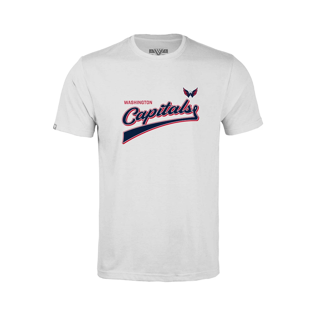 Youth Levelwear White Washington Capitals Little Richmond Retro Script T-Shirt