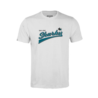 Youth Levelwear White San Jose Sharks Little Richmond Retro Script T-Shirt