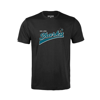 Youth Levelwear Black San Jose Sharks Little Richmond Retro Script T-Shirt