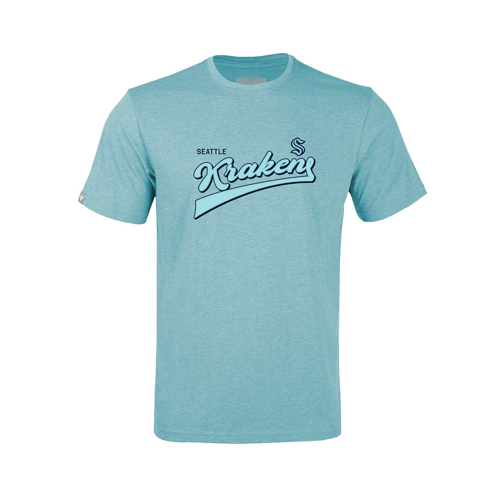 Youth Levelwear Blue Seattle Kraken Little Richmond Retro Script T-Shirt