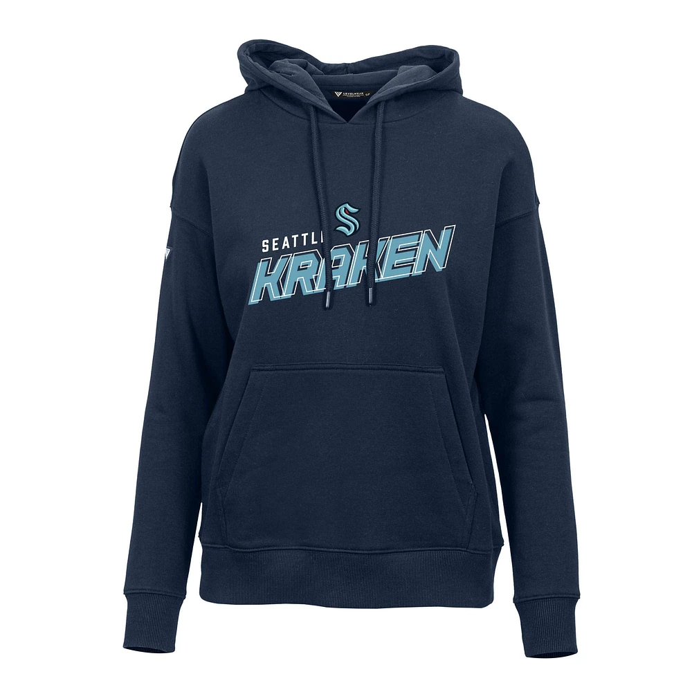 Women's Levelwear Deep Sea Blue Seattle Kraken Adorn Premier 2.0 Fleece Pullover Hoodie