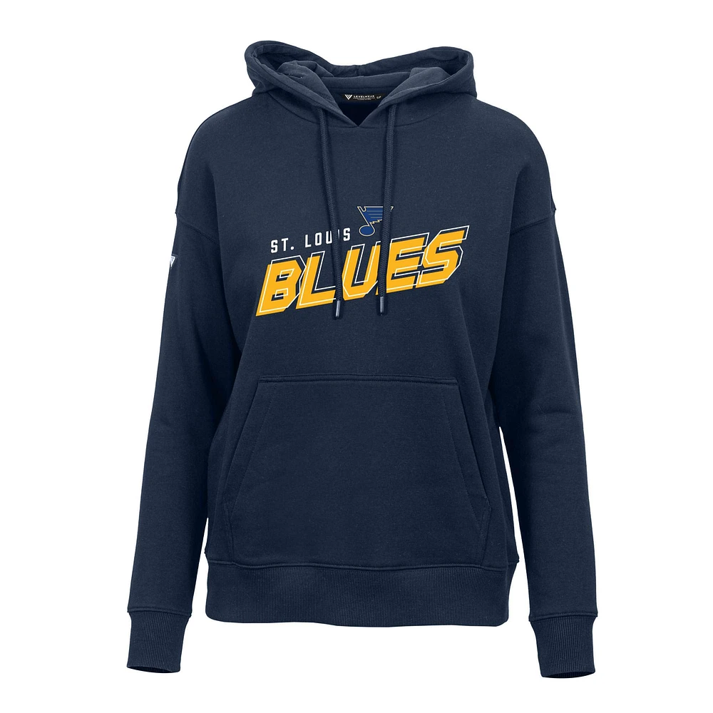 Women's Levelwear Navy St. Louis Blues Adorn Premier 2.0 Fleece Pullover Hoodie