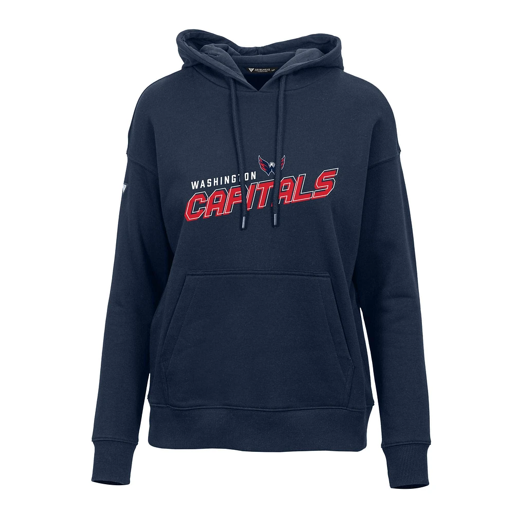 Women's Levelwear Navy Washington Capitals Adorn Premier 2.0 Fleece Pullover Hoodie