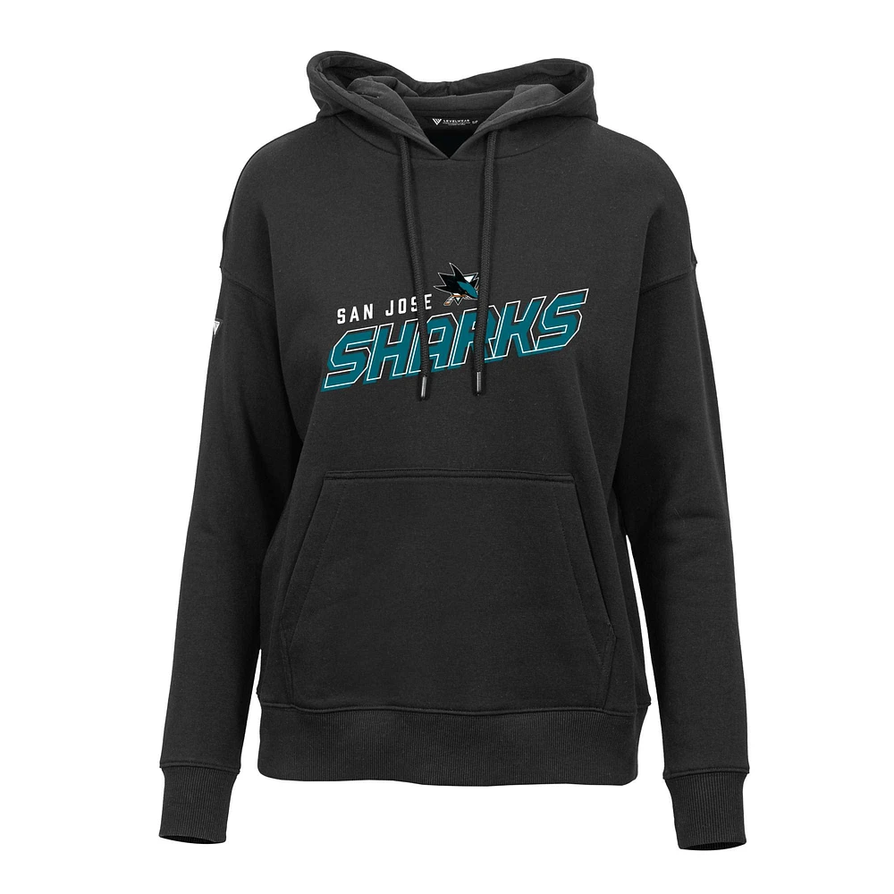 Women's Levelwear Black San Jose Sharks Adorn Premier 2.0 Fleece Pullover Hoodie