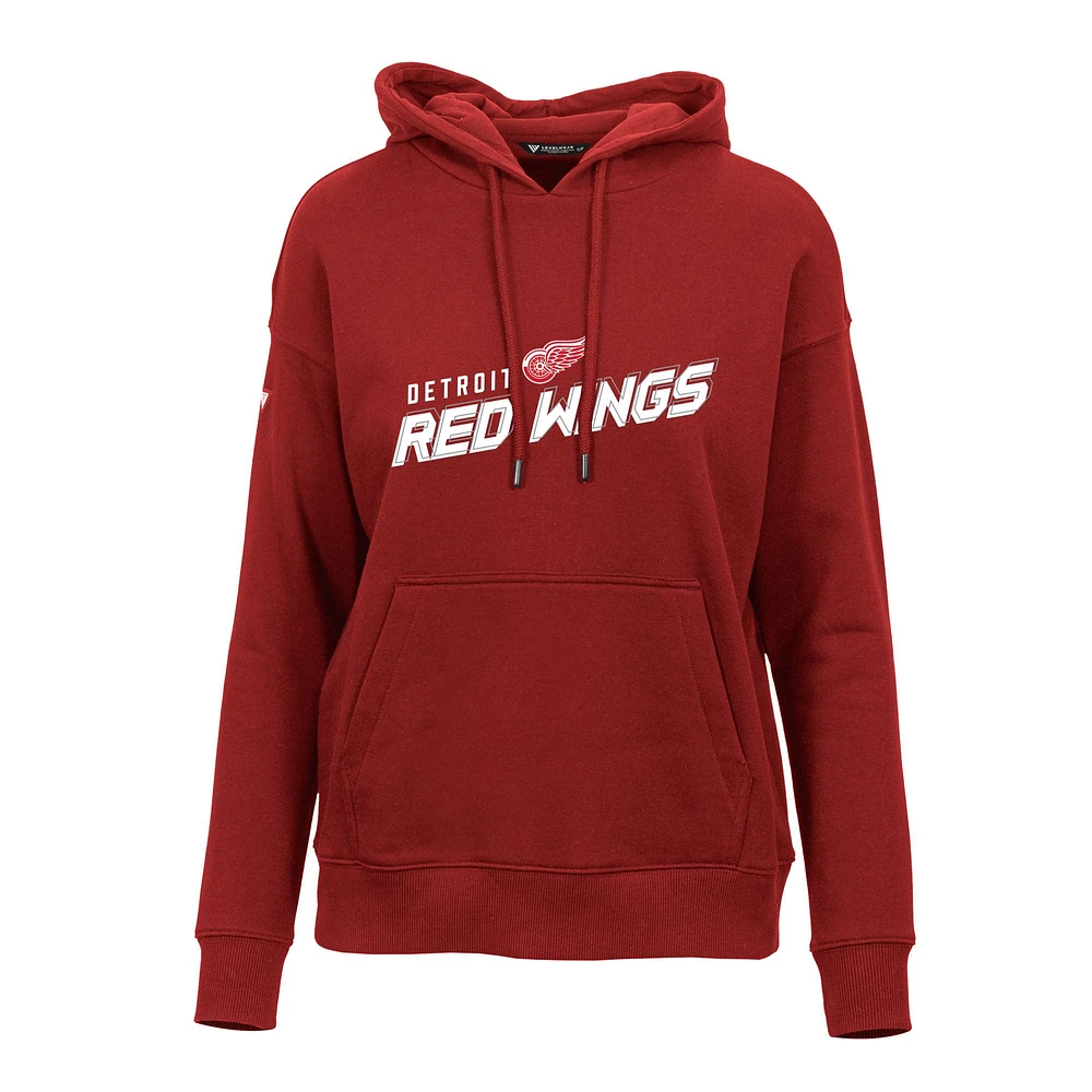 Women's Levelwear Red Detroit Wings Adorn Premier 2.0 Fleece Pullover Hoodie