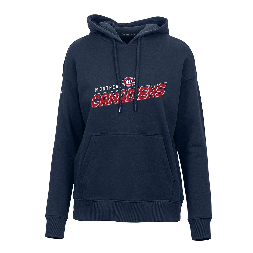 Women's Levelwear Navy Montreal Canadiens Adorn Premier 2.0 Fleece Pullover Hoodie