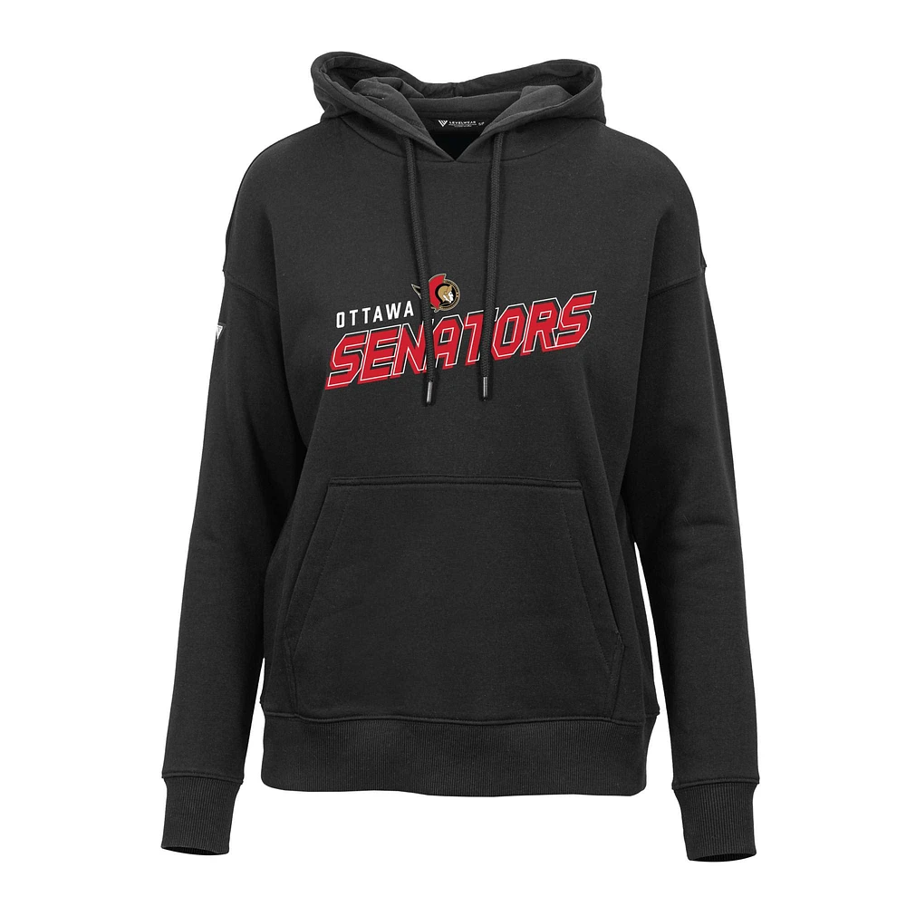 Women's Levelwear Black Ottawa Senators Adorn Premier 2.0 Fleece Pullover Hoodie