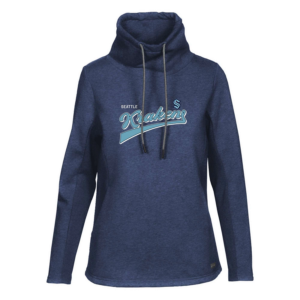 Women's Levelwear Deep Sea Blue Seattle Kraken Loop Retro Script Pullover Top