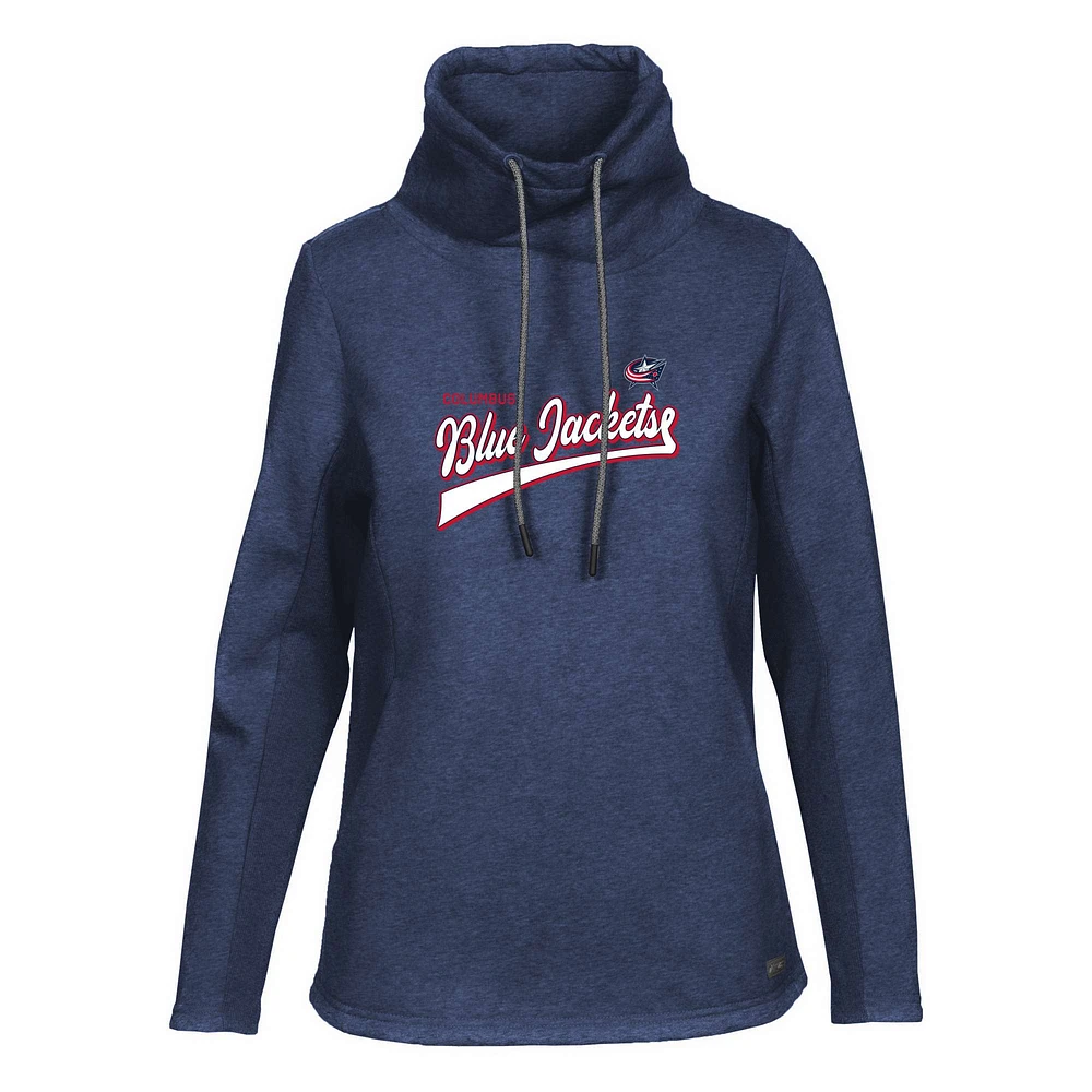 Women's Levelwear Navy Columbus Blue Jackets Loop Retro Script Pullover Top