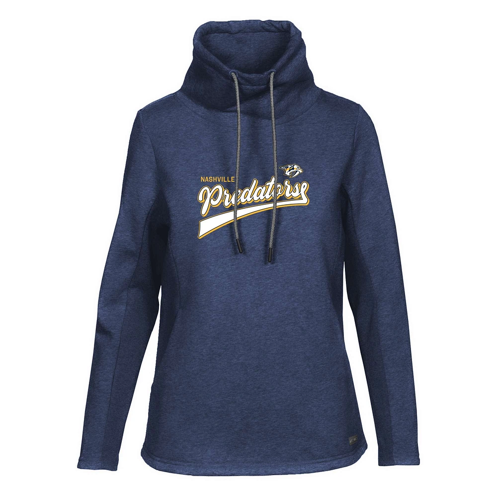 Women's Levelwear Navy Nashville Predators Loop Retro Script Pullover Top