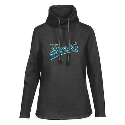 Women's Levelwear Black San Jose Sharks Loop Retro Script Pullover Top