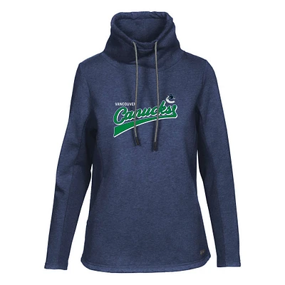 Women's Levelwear Navy Vancouver Canucks Loop Retro Script Pullover Top