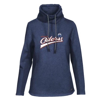 Women's Levelwear Navy Edmonton Oilers Loop Retro Script Pullover Top