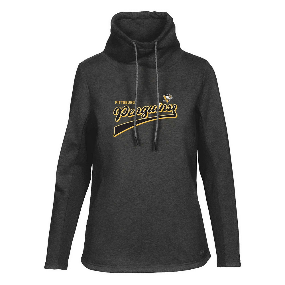 Women's Levelwear Black Pittsburgh Penguins Loop Retro Script Pullover Top