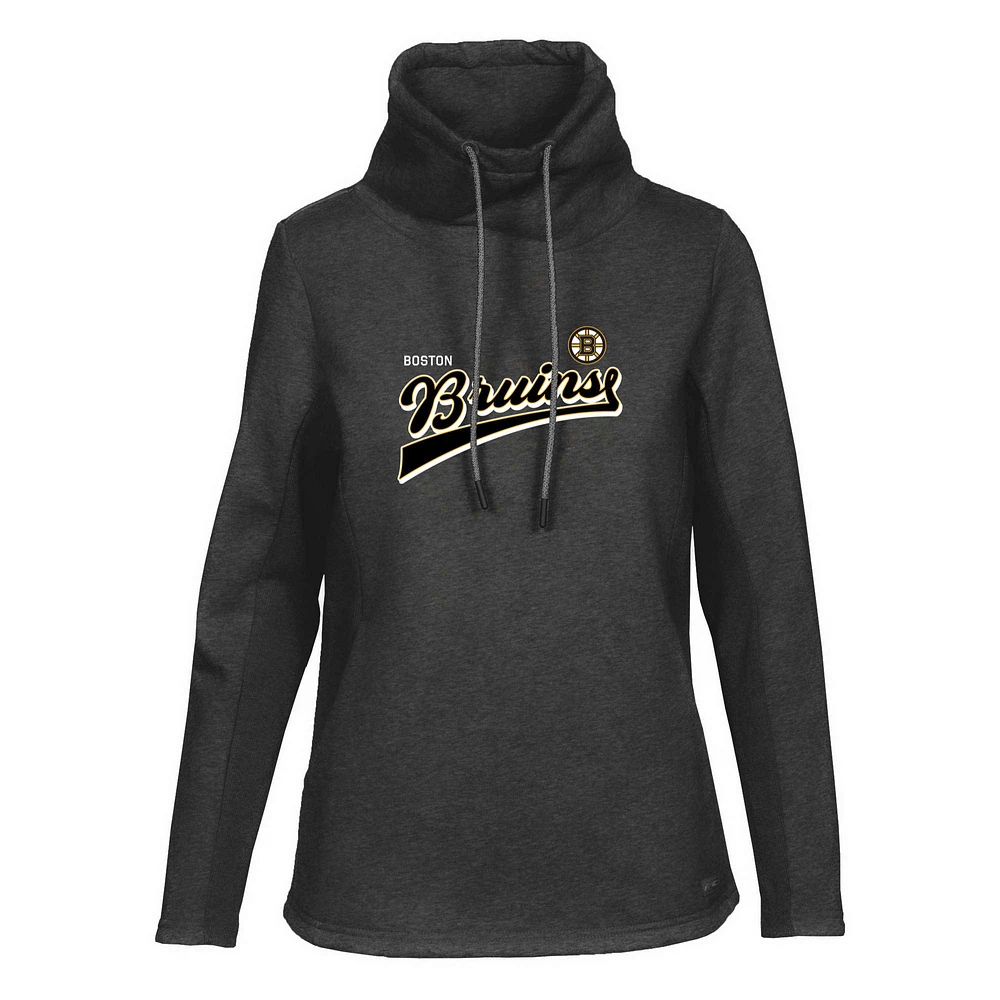 Women's Levelwear Black Boston Bruins Loop Retro Script Pullover Top