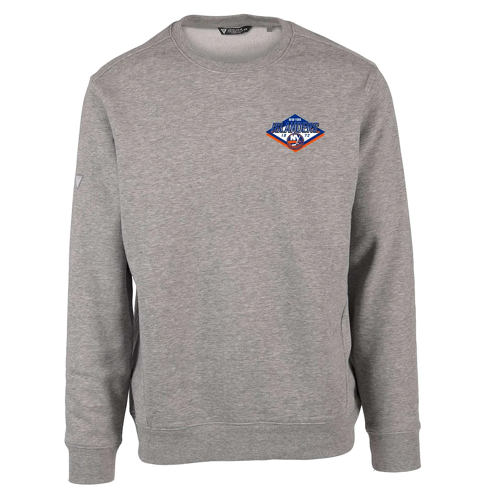 Men's Levelwear Heather Gray New York Islanders Zane Club Patch 2.0 Pullover Sweatshirt