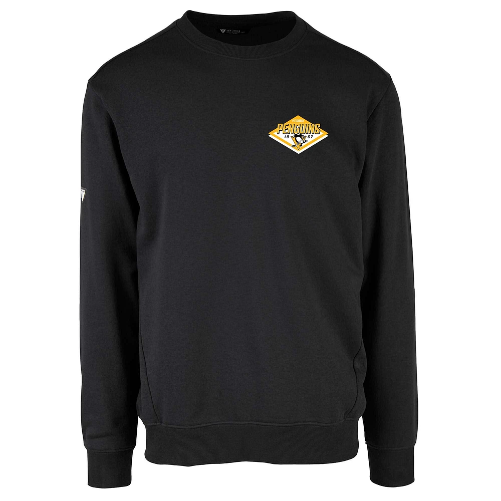 Men's Levelwear Black Pittsburgh Penguins Zane Club Patch 2.0 Pullover Sweatshirt