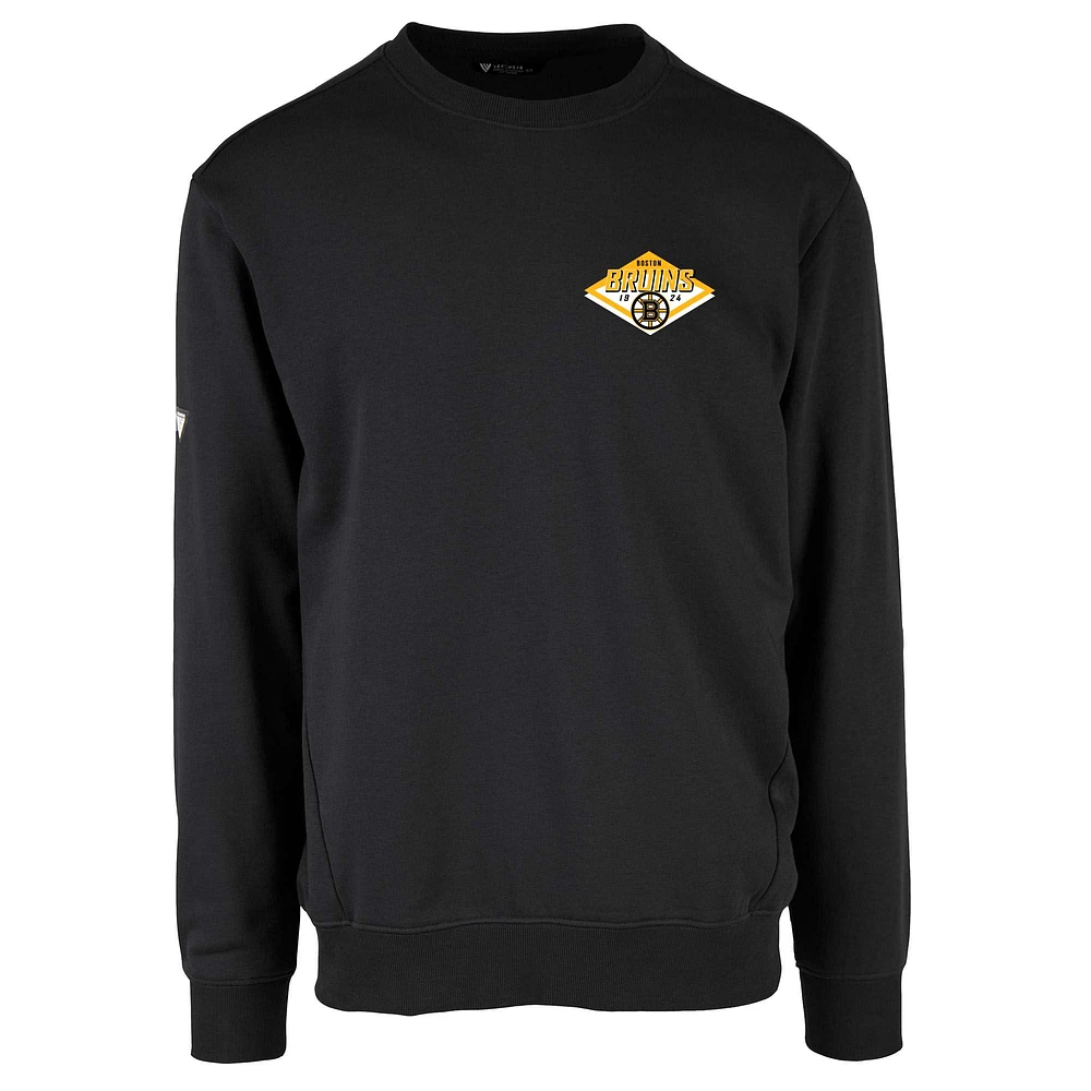Men's Levelwear Black Boston Bruins Zane Club Patch 2.0 Pullover Sweatshirt