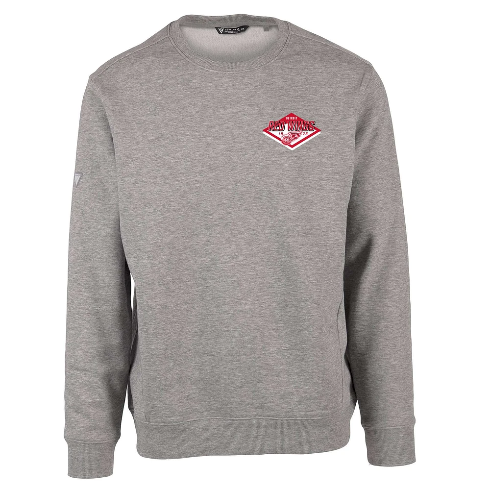 Men's Levelwear Heather Gray Detroit Red Wings Zane Club Patch 2.0 Pullover Sweatshirt