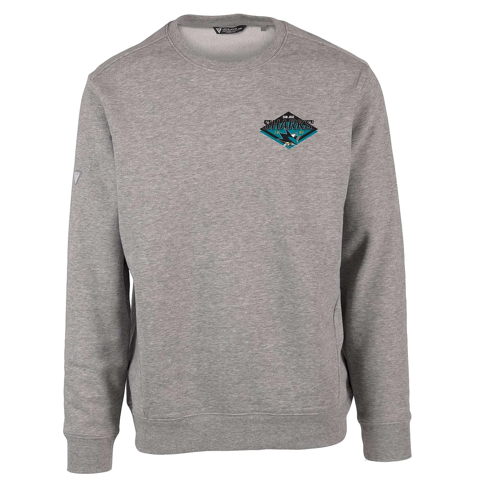 Men's Levelwear Heather Gray San Jose Sharks Zane Club Patch 2.0 Pullover Sweatshirt