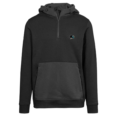 Men's Levelwear Black San Jose Sharks Chicane Insignia Core Half-Zip Pullover Hoodie