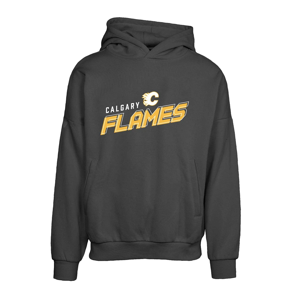 Men's Levelwear Black Calgary Flames Contact Premier 2.0 Pullover Hoodie