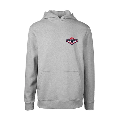 Youth Levelwear Gray Columbus Blue Jackets Podium Club Patch 2.0 Fleece Pullover Hoodie