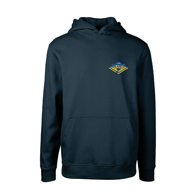 Youth Levelwear Navy St. Louis Blues Podium Club Patch 2.0 Fleece Pullover Hoodie