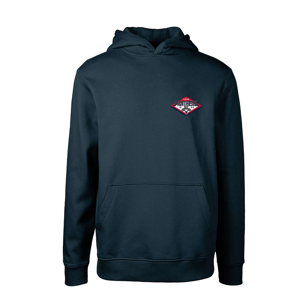 Youth Levelwear Navy Florida Panthers Podium Club Patch 2.0 Fleece Pullover Hoodie
