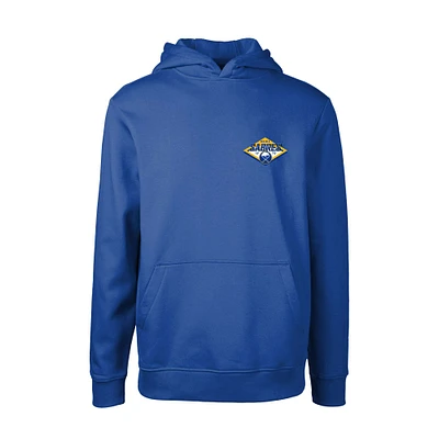 Youth Levelwear Royal Buffalo Sabres Podium Club Patch 2.0 Fleece Pullover Hoodie