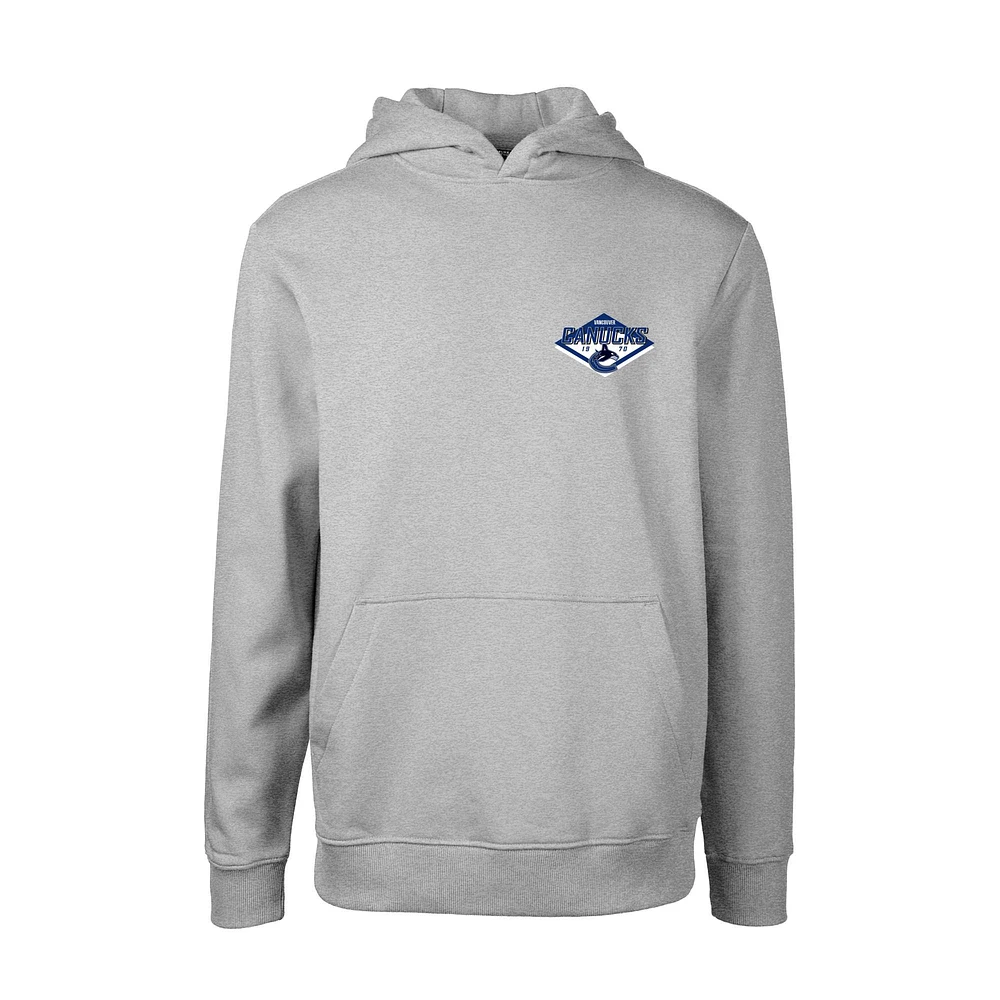 Youth Levelwear Gray Vancouver Canucks Podium Club Patch 2.0 Fleece Pullover Hoodie