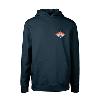 Youth Levelwear Navy Edmonton Oilers Podium Club Patch 2.0 Fleece Pullover Hoodie