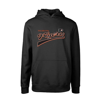 Youth Levelwear Black Philadelphia Flyers Podium Retro Script Fleece Pullover Hoodie